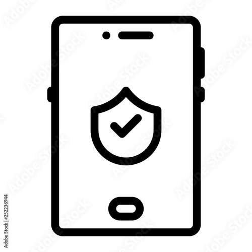 secure mobile icon, outline black style