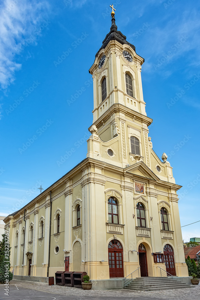 Belgrade, Serbia - October 14, 2018: Church of the Nativity of the Virgin Mary, known as the Church of the Holy Virgin is a Serbian Orthodox Church located on Rajaciceva Street in Zemun, Belgrade.
