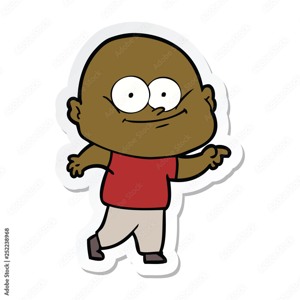 sticker of a cartoon bald man staring sticker of a cartoon bald man staring