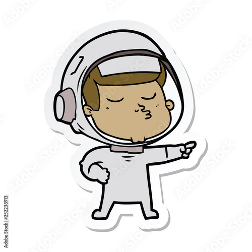 sticker of a cartoon confident astronaut