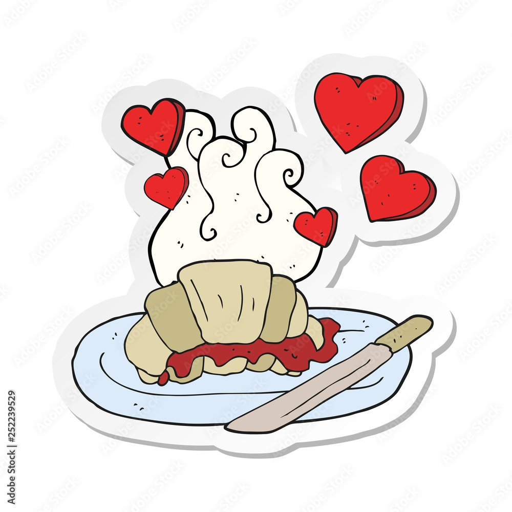 sticker of a cartoon tasty breakfast croissant sticker of a cartoon tasty breakfast croissant