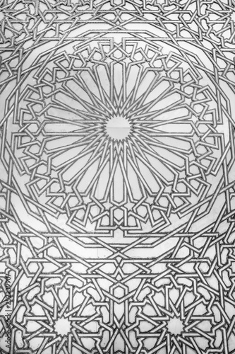 Detail of Royal Door of Hassan II Mosque, decorated with traditional motifs engraved on brass and titanium, Casablanca, Morocco