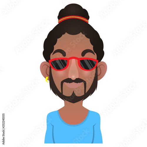 Man with the dreadlocks hair bound  modern reggae style Avatars Cartoon Vector