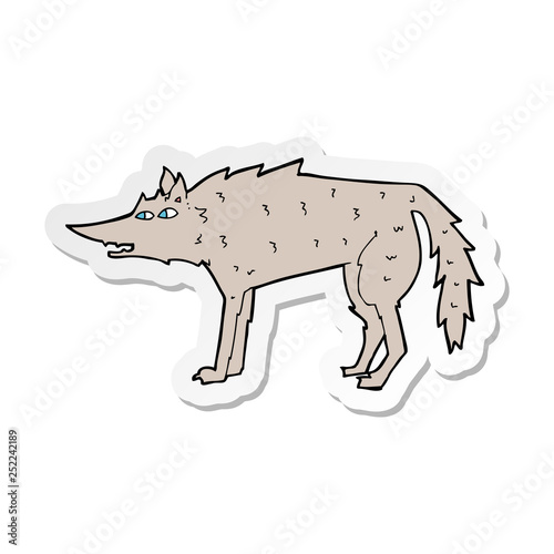 sticker of a cartoon wolf