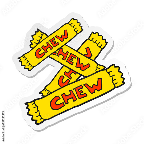 sticker of a cartoon chew candy