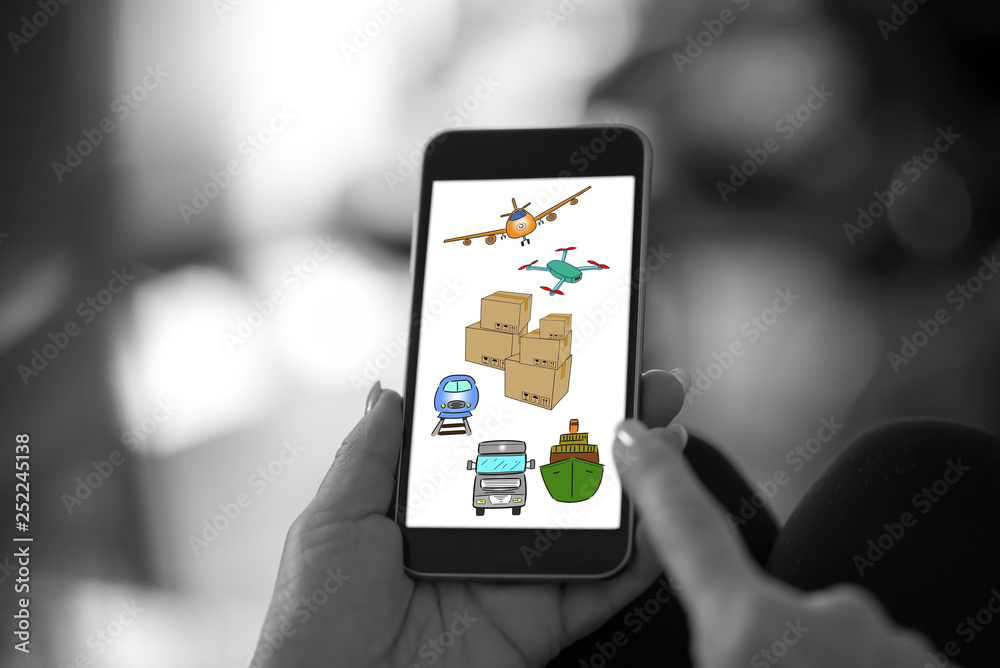 Fototapeta premium Transportation concept on a smartphone