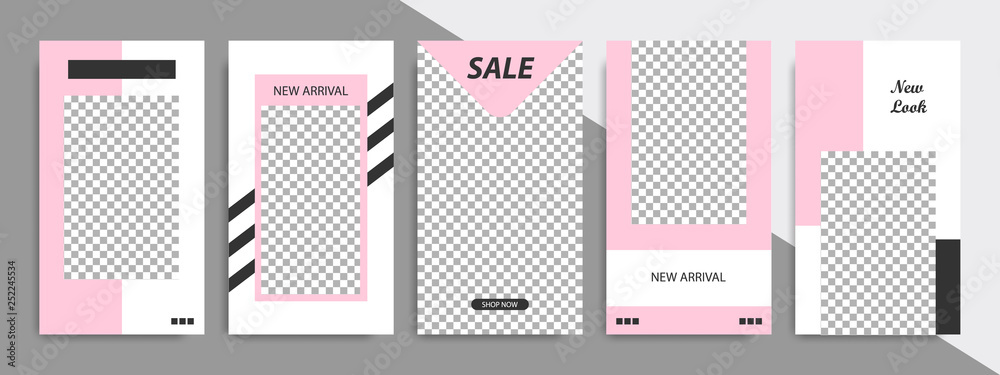 Modern minimal square stripe line shape template in pink, black and white color with frame. Corporate advertising template for social media stories, story, business banner, flyer, and brochure. Modern minimal square stripe line shape template in pink, black and white color with frame. Corporate advertising template for social media stories, story, business banner, flyer, and brochure.