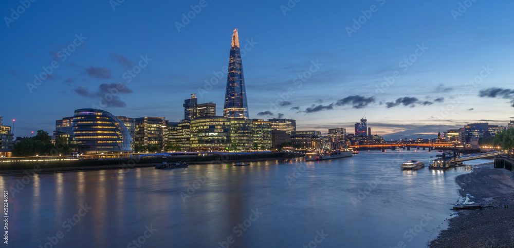 looking across the River Thames at the London Skyline 