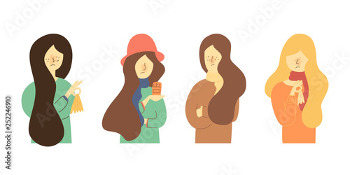 Flat Illustration Seasonal Pollen Allergy  Plants