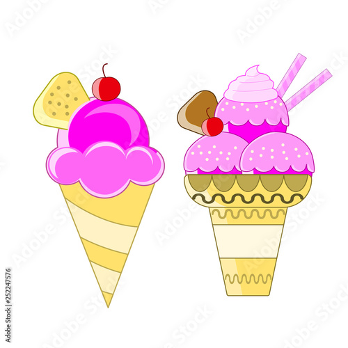Ice cream collection vector illustration isolated over white background