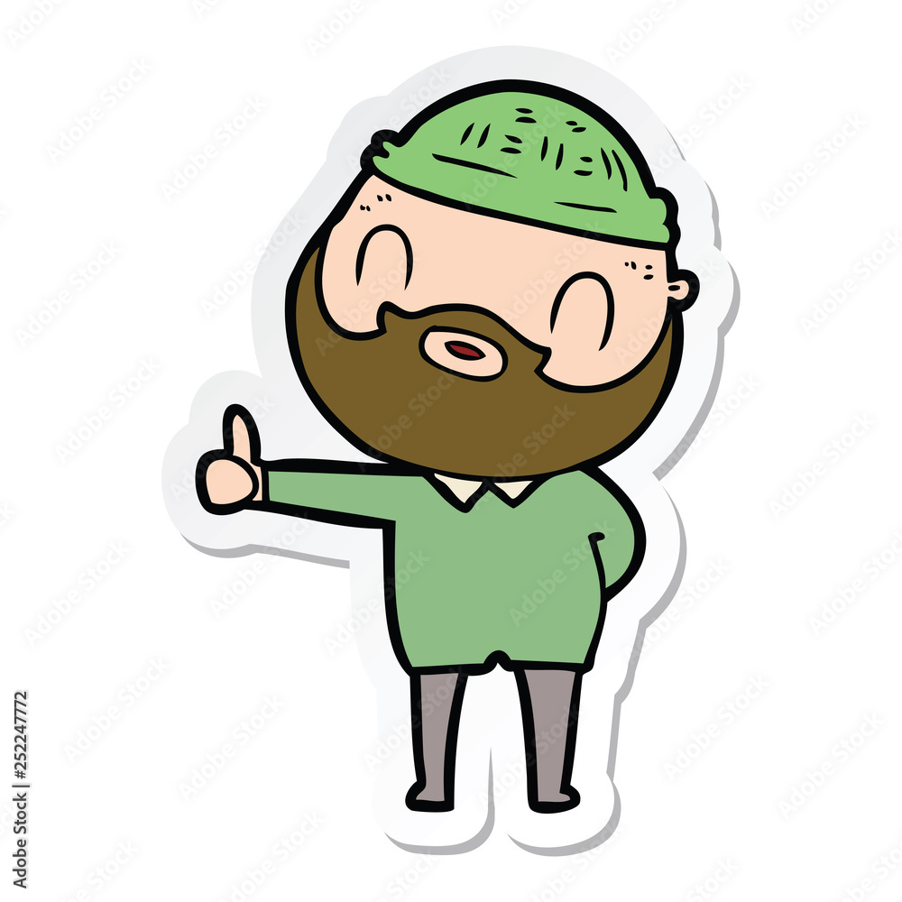 sticker of a cartoon bearded man