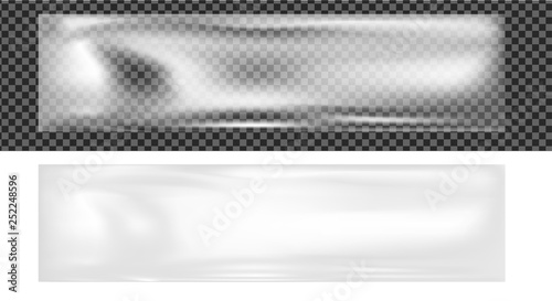 Realistic white transparent plastic wrapper