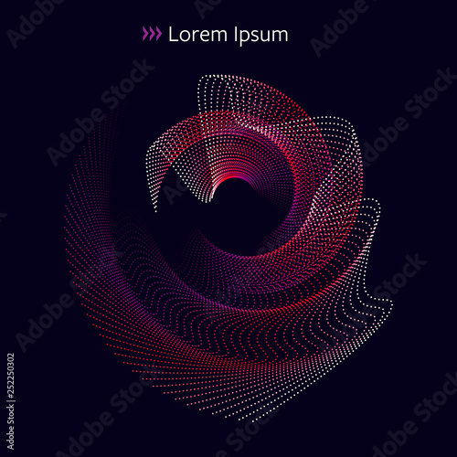 Abstract Futuristic Object with Asymmetrical Wavy Dots in Red Tones. EPS8 Vector.
