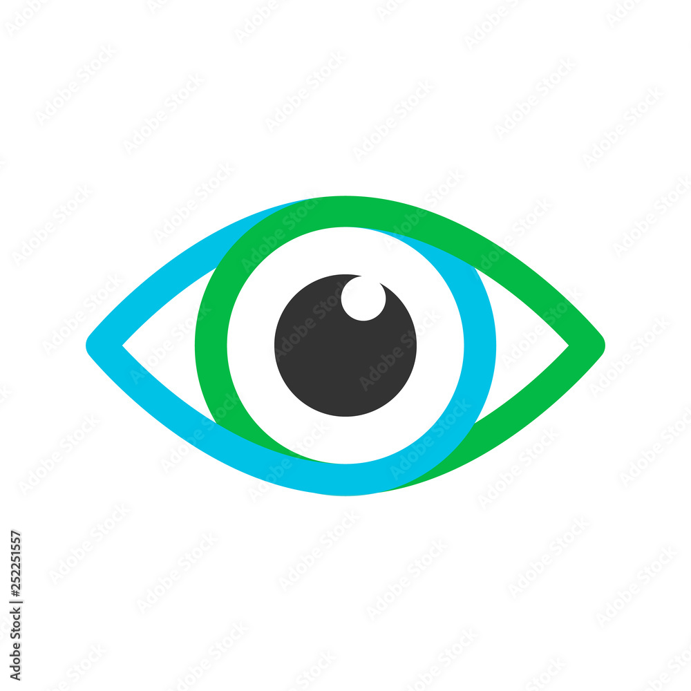Creative blue and green eye design, logo icon Creative blue and green eye design, logo icon
