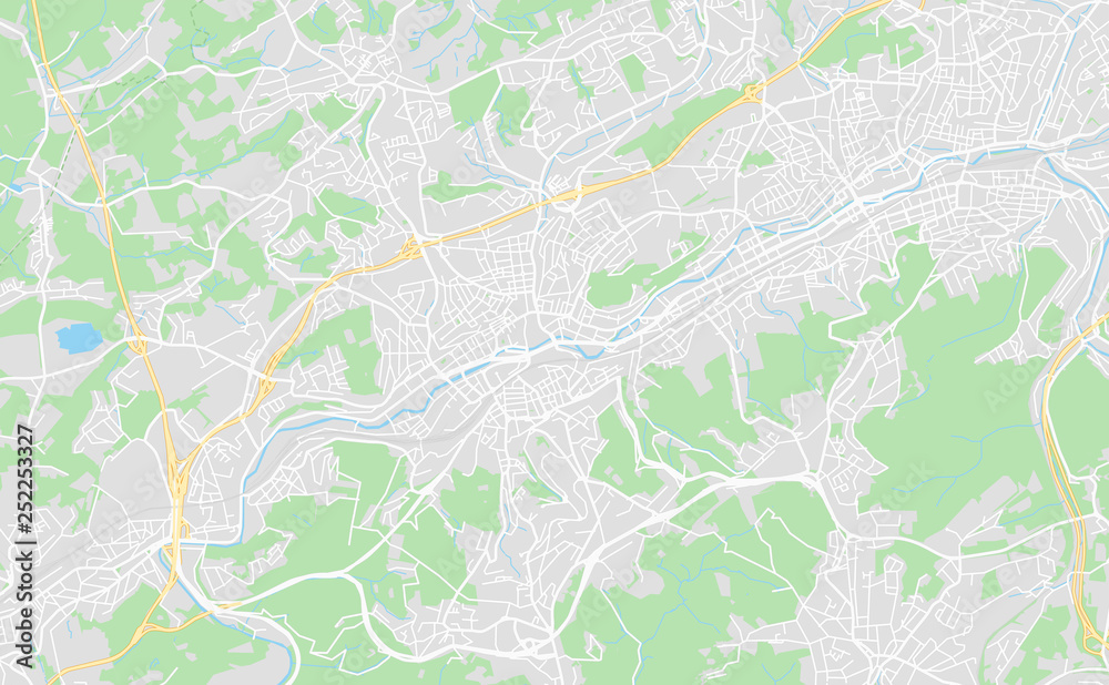 Wuppertal, Germany downtown street map