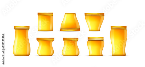 Vector honey glass jar with gold screw cap