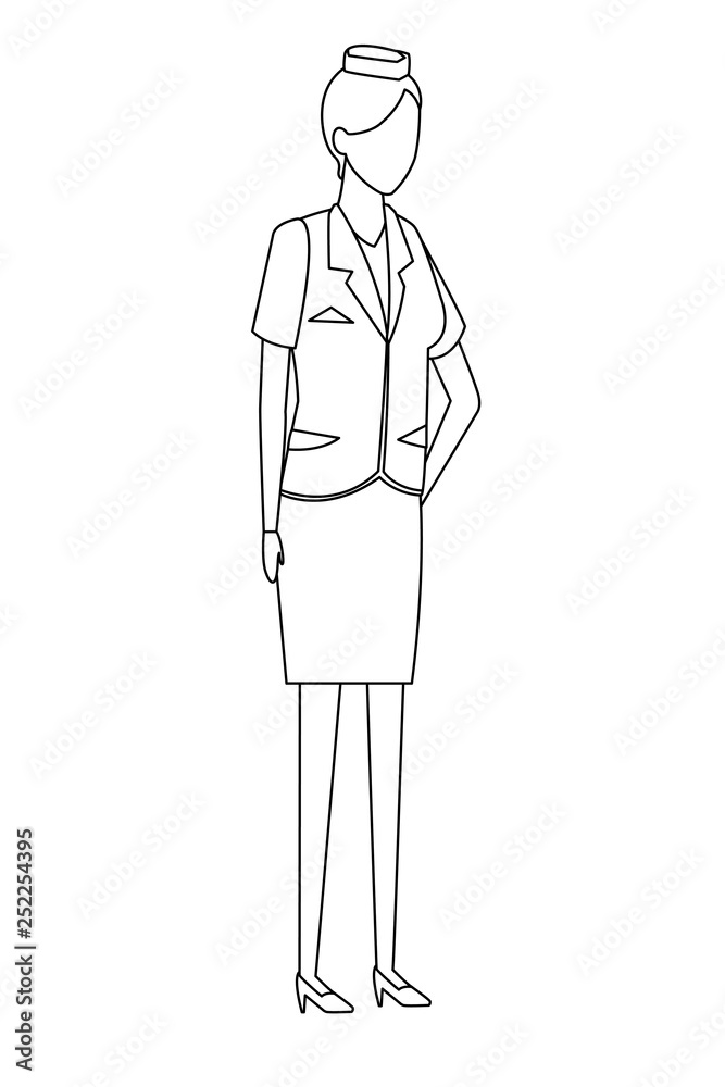 steward woman worker avatar in black and white steward woman worker avatar in black and white