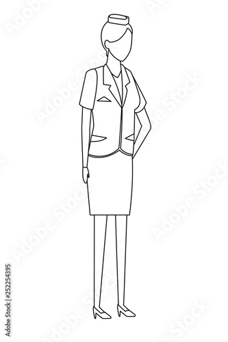 steward woman worker avatar in black and white