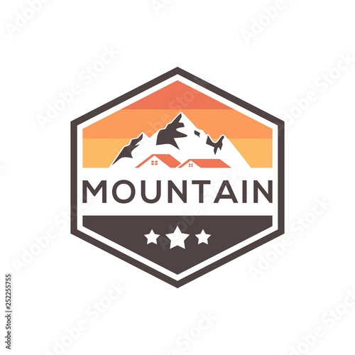 mountain estate badge vector logo design