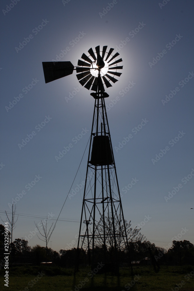 windmill at sunset