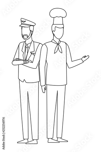 Jobs and professions avatar in black and white