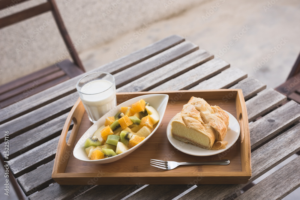 breakfast with fruit and cake breakfast with fruit and cake