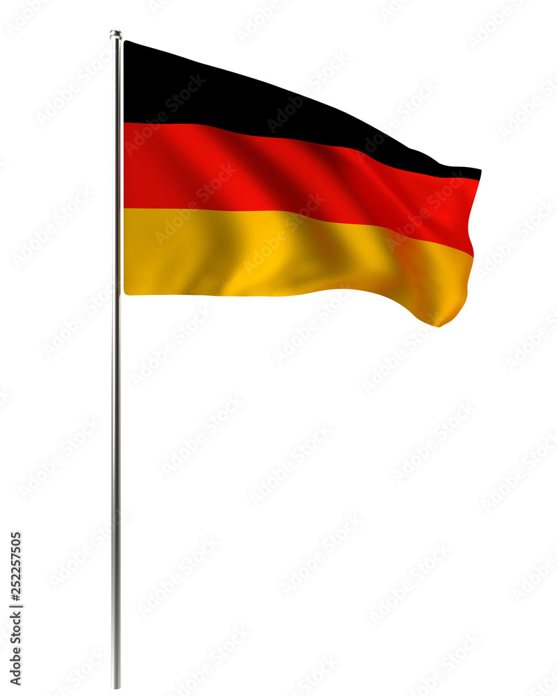 Waving flag of europe country on a silver pole Waving flag of europe country on a silver pole