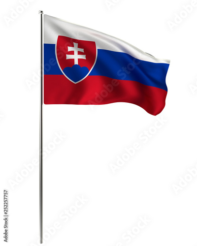 Waving flag of europe country on a silver pole