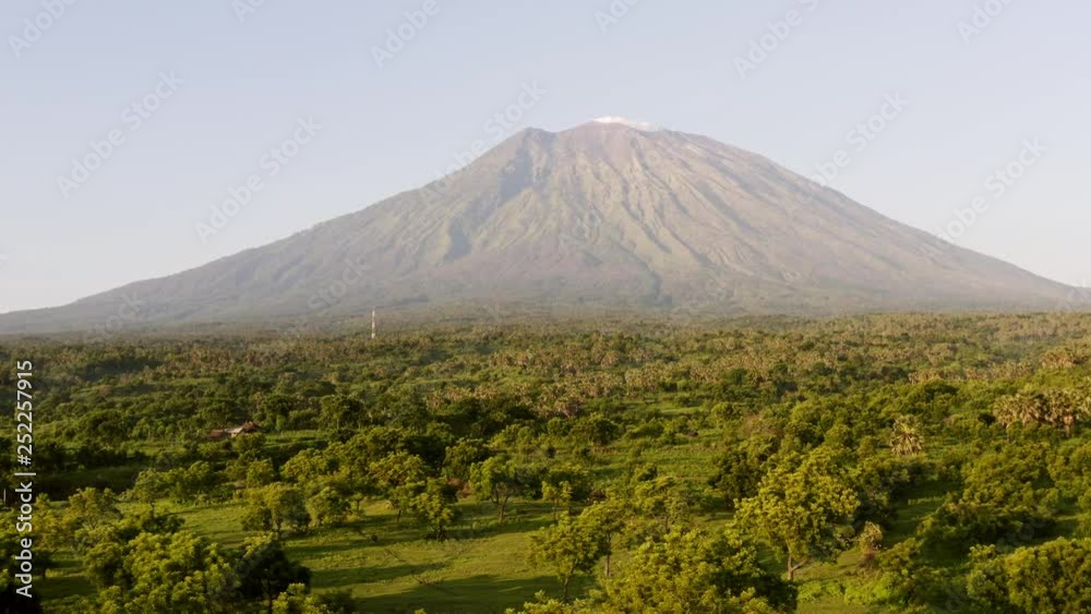 Aerial view looking towards volcano Aerial view looking towards volcano