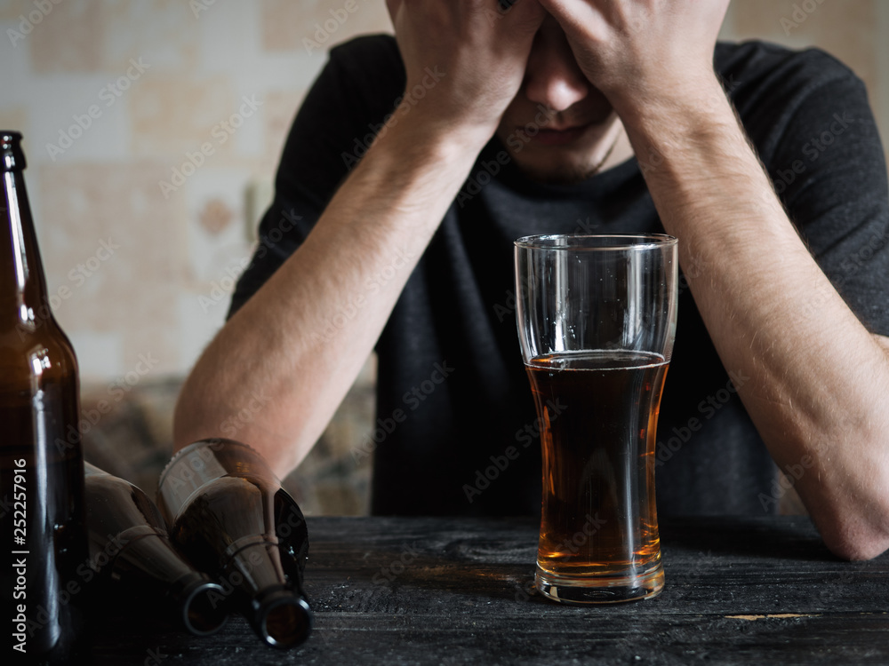 Alcoholism and depression . The concept of drunkenness with grief