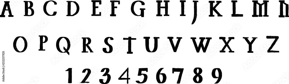 Grunge Font - Vector distress brush alphabet. White vector font Grunge Font - Vector distress brush alphabet. White vector font