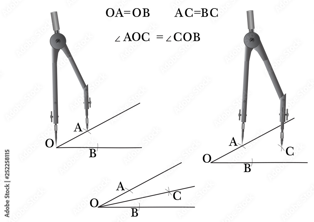 Building with compasses on the lessons of mathematics and geometry: the bisectors of the angle, hexagon, the angle equal to this and others. Building with compasses on the lessons of mathematics and geometry: the bisectors of the angle, hexagon, the angle equal to this and others.