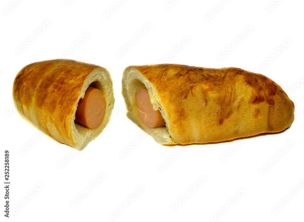 Sausage roll cut in half