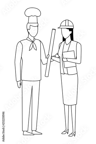 Jobs and professions avatar in black and white