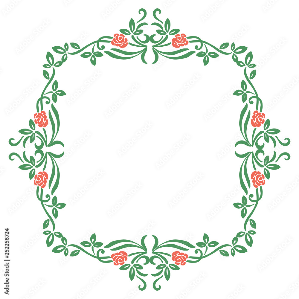 Vector illustration green leaf wreath frames for greeting card hand drawn