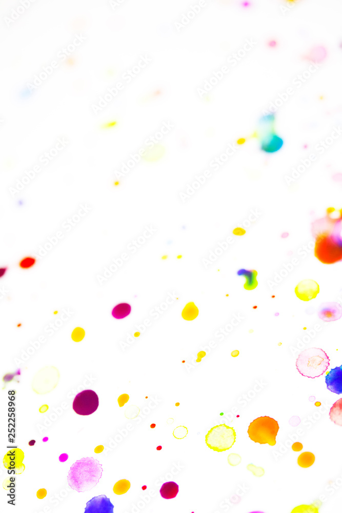 Watercolour Coloured Paint Drips Splatters and spots for Background