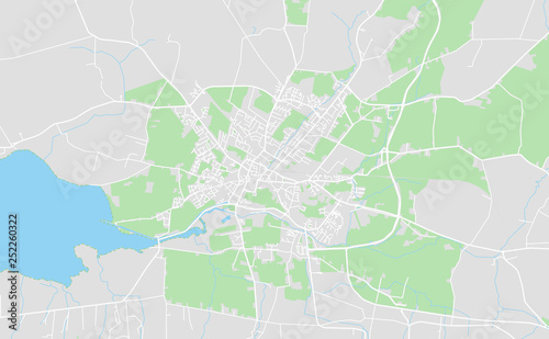 Tralee, Ireland downtown street map