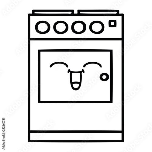 line drawing cartoon kitchen oven