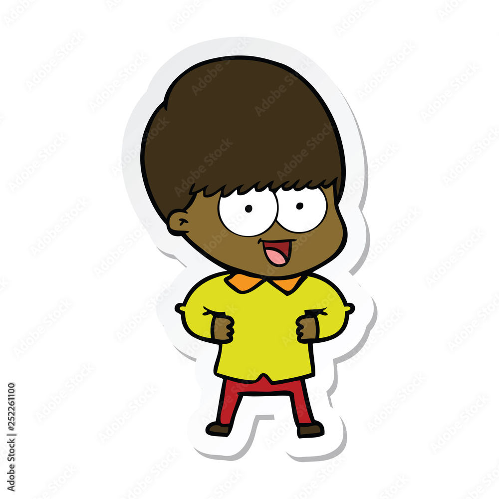 sticker of a happy cartoon boy sticker of a happy cartoon boy