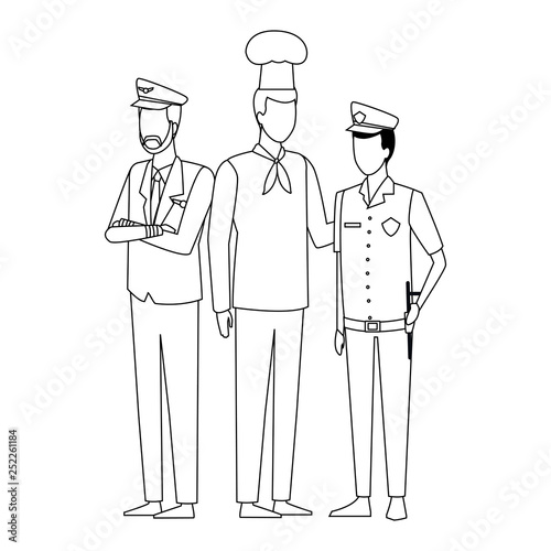 Jobs and professions avatar in black and white