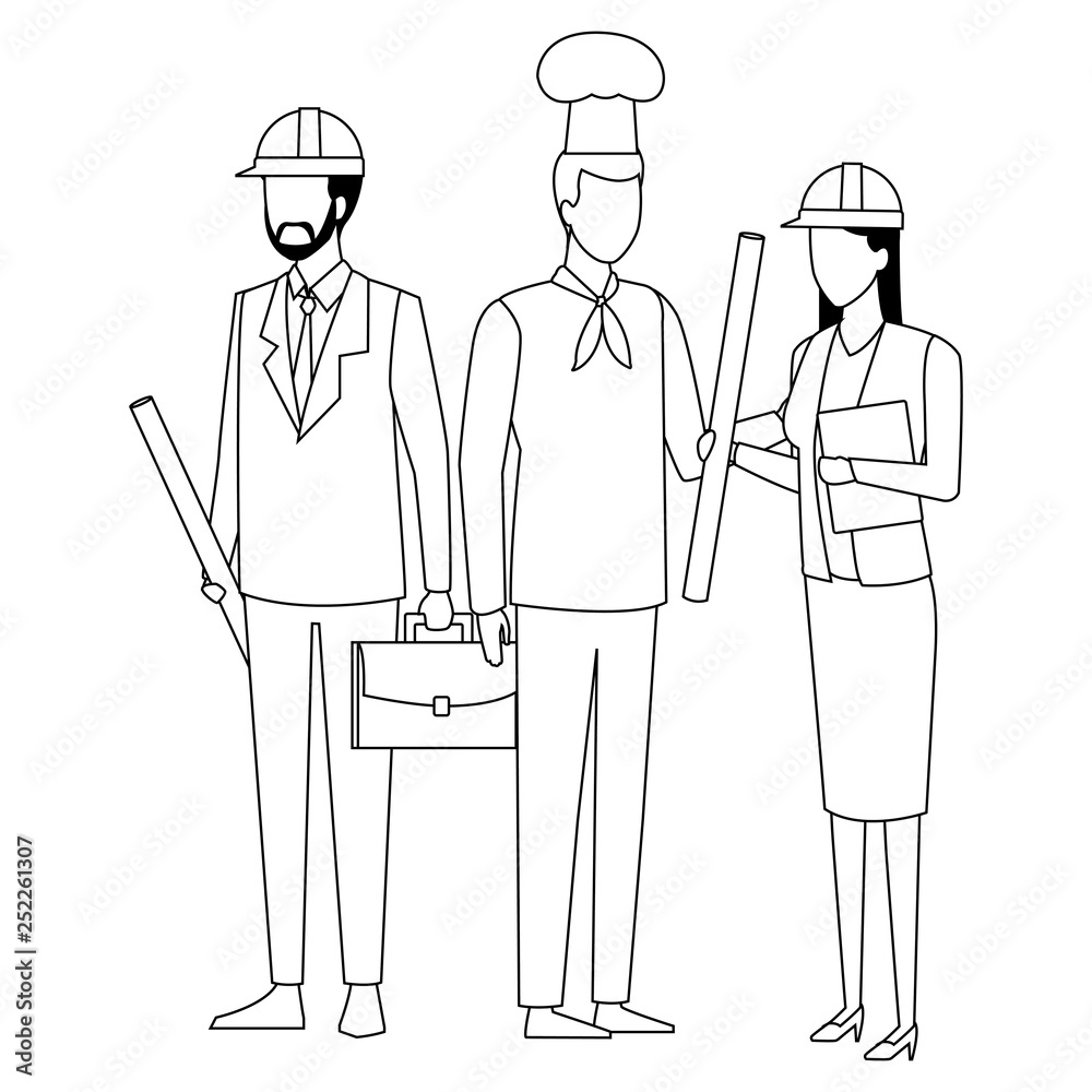 Jobs and professions avatar in black and white Jobs and professions avatar in black and white