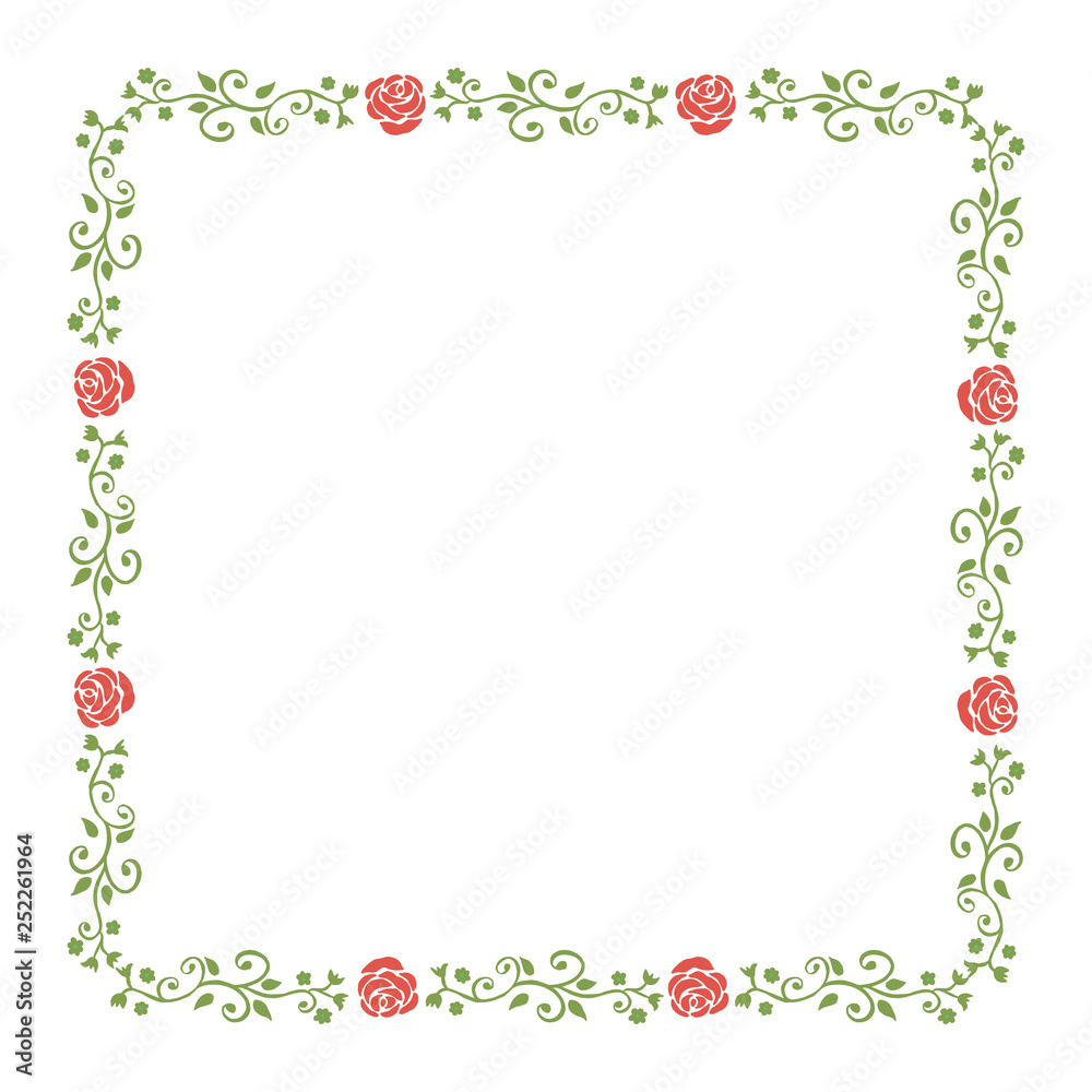 Vector illustration beauty decoration leafy floral frame hand drawn