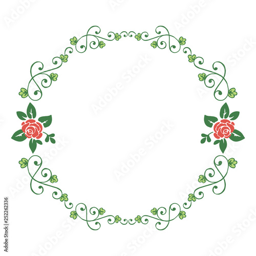 Vector illustration style frame floral leafy green beautiful hand drawn