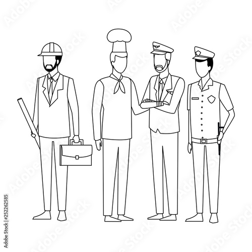 Jobs and professions avatar in black and white