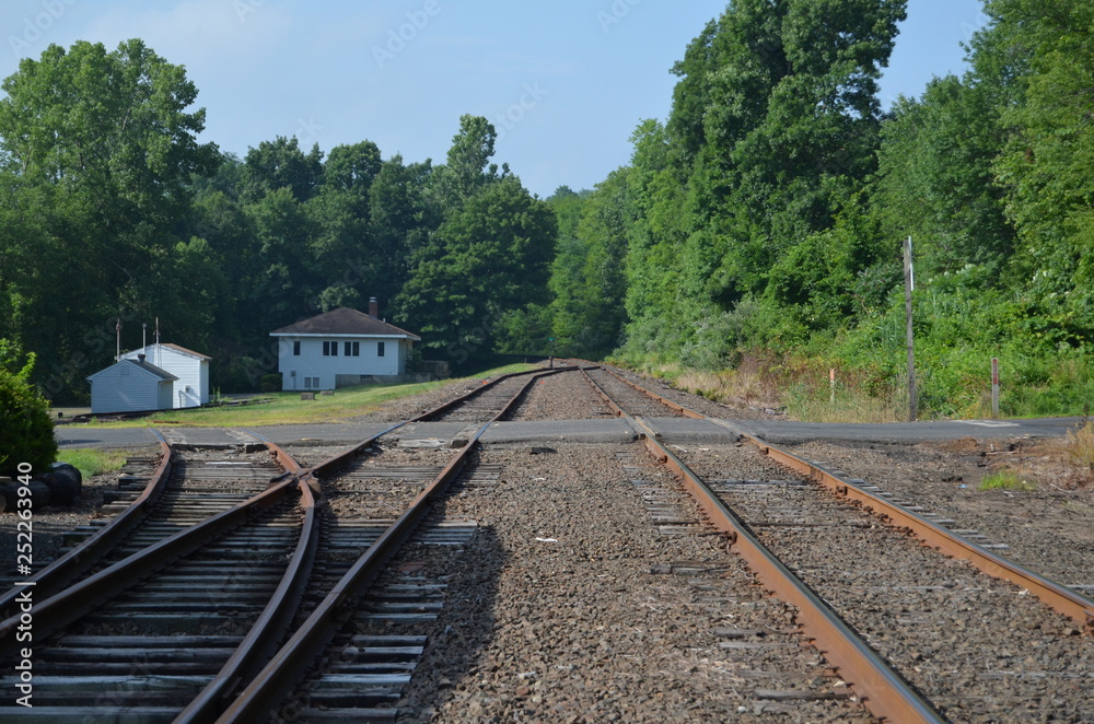 Fototapeta premium Railroad tracks in a rural area
