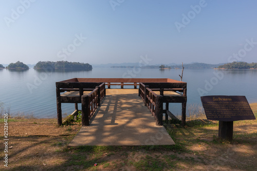 wooden View point and sitting chair at Pom Pee Khao Leaem National Park, Kanchanaburi , Thailand