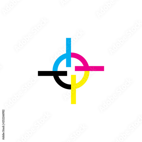 Rotation dp logo letter with cmyk color design
