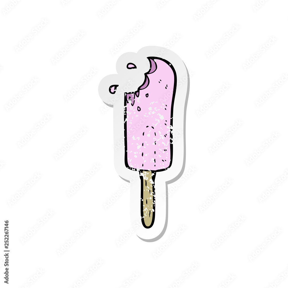 retro distressed sticker of a cartoon ice lolly retro distressed sticker of a cartoon ice lolly
