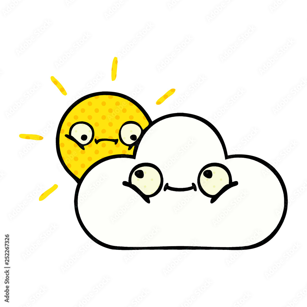 comic book style cartoon sunshine and cloud comic book style cartoon sunshine and cloud