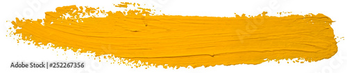 Vector yellow oil brush stroke. Abstract varnish splash trace shape. Glossy o...